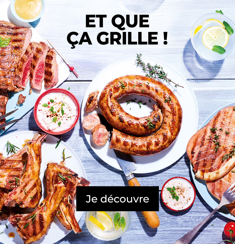 Pour un barbecue réussi, découvrez notre sélection de viandes surgelées à griller origine France : saucisse, côte de porc, entrecôte…