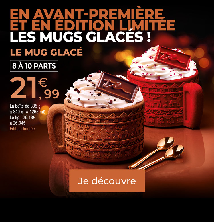 Pour les fêtes de Noël, découvrez en avant-première et en édition limitée les mugs glacés, le dessert exclusif de la Maison Thiriet, à partager et à savourer