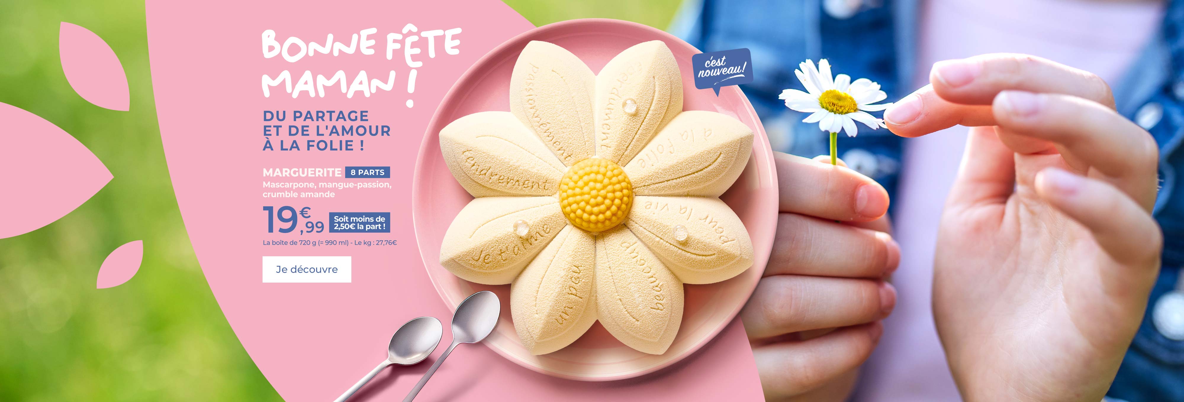 Découvrez notre sélection de desserts à partager pour célébrer la fête des Mères : marguerite glacée, macarons, entremets, tartes glacées et bien plus encore !