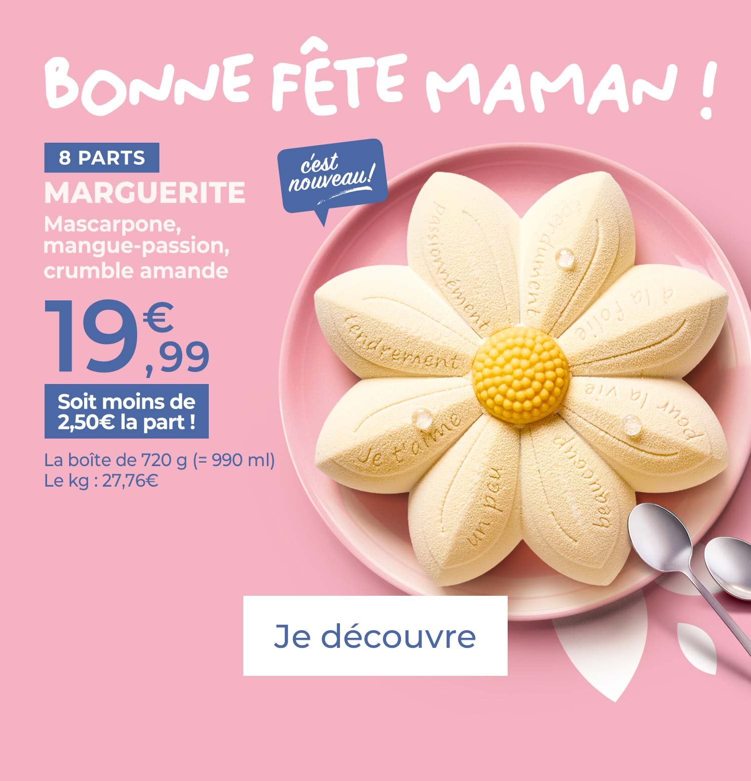 Découvrez notre sélection de desserts à partager pour célébrer la fête des Mères : marguerite glacée, macarons, entremets, tartes glacées et bien plus encore !