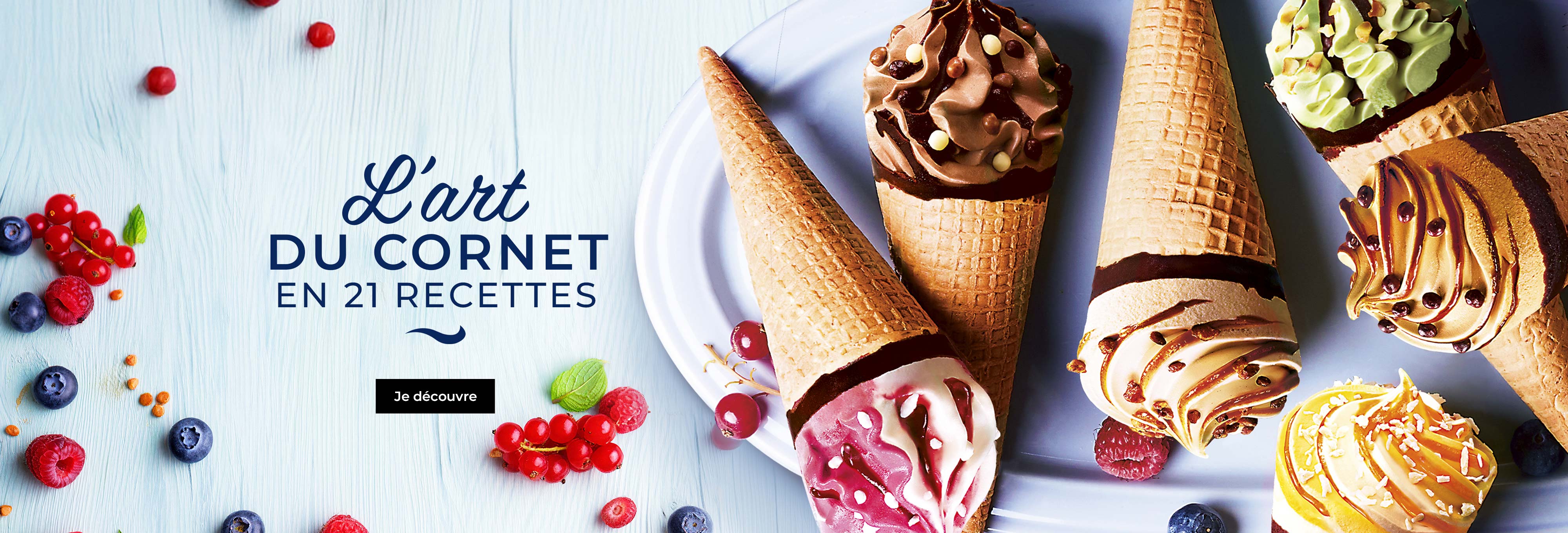 Amateurs de plaisirs glacés, régalez-vous avec notre large sélection de 21 recettes de cornets premium aux saveurs gourmandes.