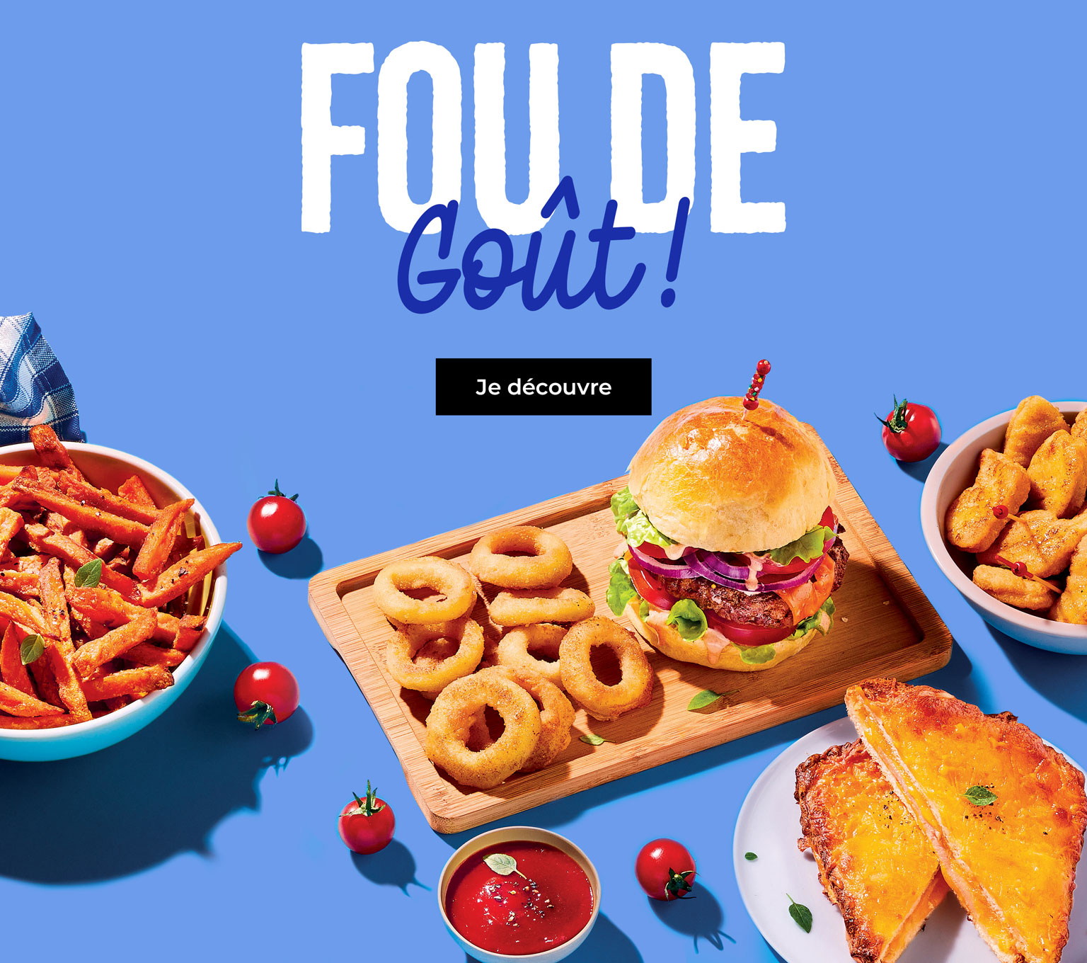 Découvrez notre sélection gourmande à partager : poulet croustillant, burgers, pizzas, spécialités fromagères et desserts irrésistibles