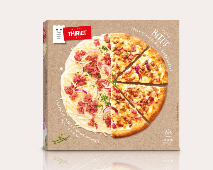 Pizzas Pizzas classiques - Pâte cuite au feu de bois - Pizza bœuf sauce blanche ail et fines herbes