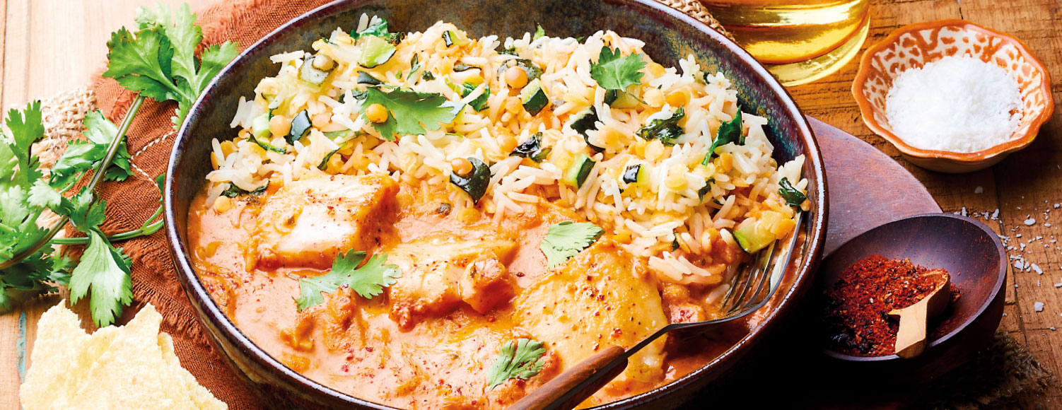 Plats cuisinés - Plats individuels - Cuisines d'ailleurs - Colombo de colin d’Alaska, riz basmati et lentilles corail