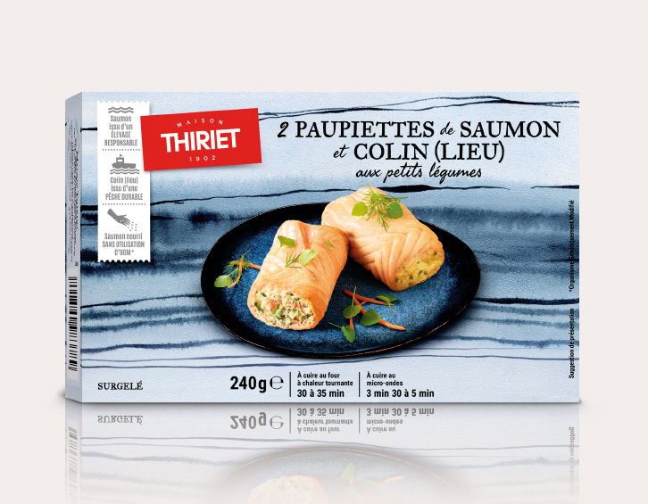 Poissons, fruits de mer - Traiteur de la mer - Poissons cuisinés - 2 Paupiettes de saumon et colin (lieu) aux petits légumes
