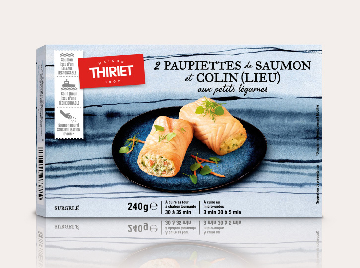 Poissons, fruits de mer - Traiteur de la mer - Poissons cuisinés - 2 Paupiettes de saumon et colin (lieu) aux petits légumes