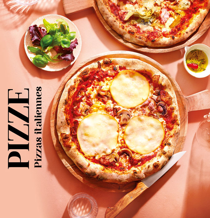 Margherita, 4 fromages, primavera, pepperoni : partagez nos pizzas italiennes, avec leur pâte tournée à la main