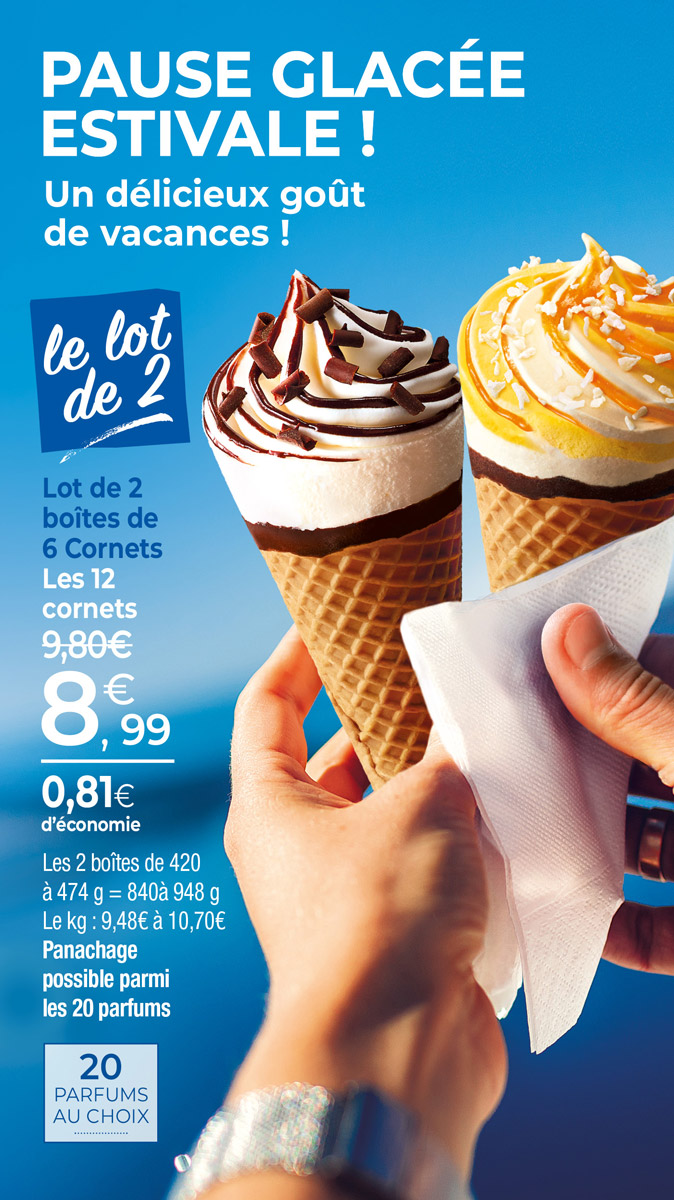 Amateurs de plaisirs glacés, régalez-vous avec notre large sélection de cornets