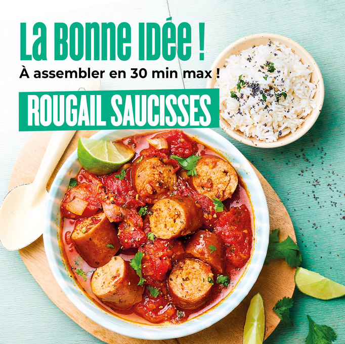 Découvrez la bonne idée recette de la Maison Thiriet : un rougail saucisses, prêt en moins de 30 minutes