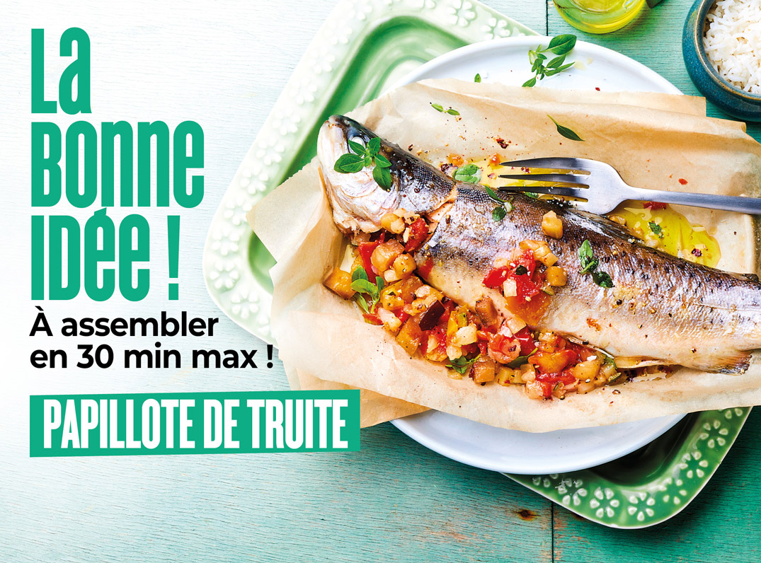 Découvrez la bonne idée recette de la Maison Thiriet : une papillote de truite et sa brunoise de légumes, prête en moins de 30 minutes