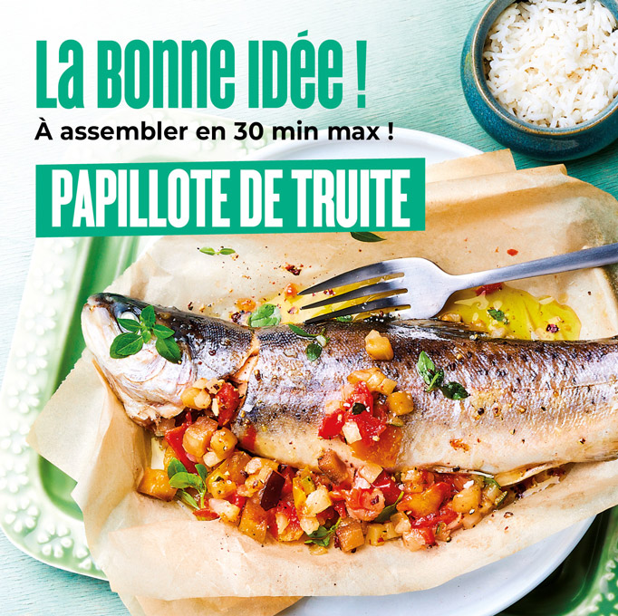 Découvrez la bonne idée recette de la Maison Thiriet : une papillote de truite et sa brunoise de légumes, prête en moins de 30 minutes