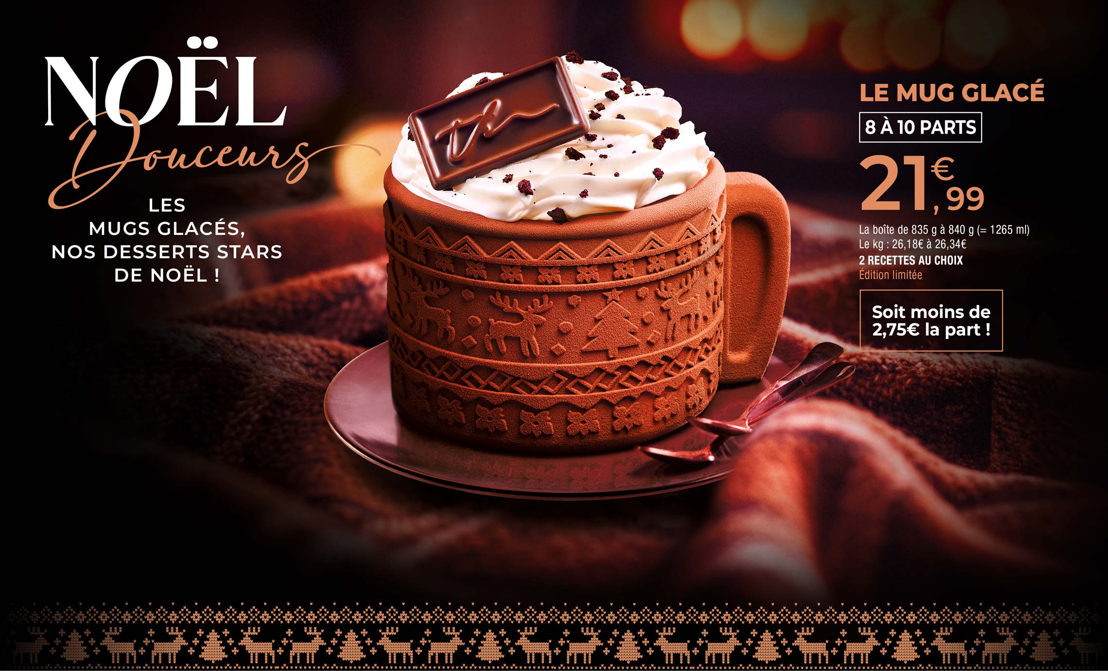 En édition limitée, les mugs glacés de Noël, stars gourmandes de la Maison Thiriet à partager et disponibles en deux parfums au choix : chocolat, vanille, caramel ou framboise, vanille