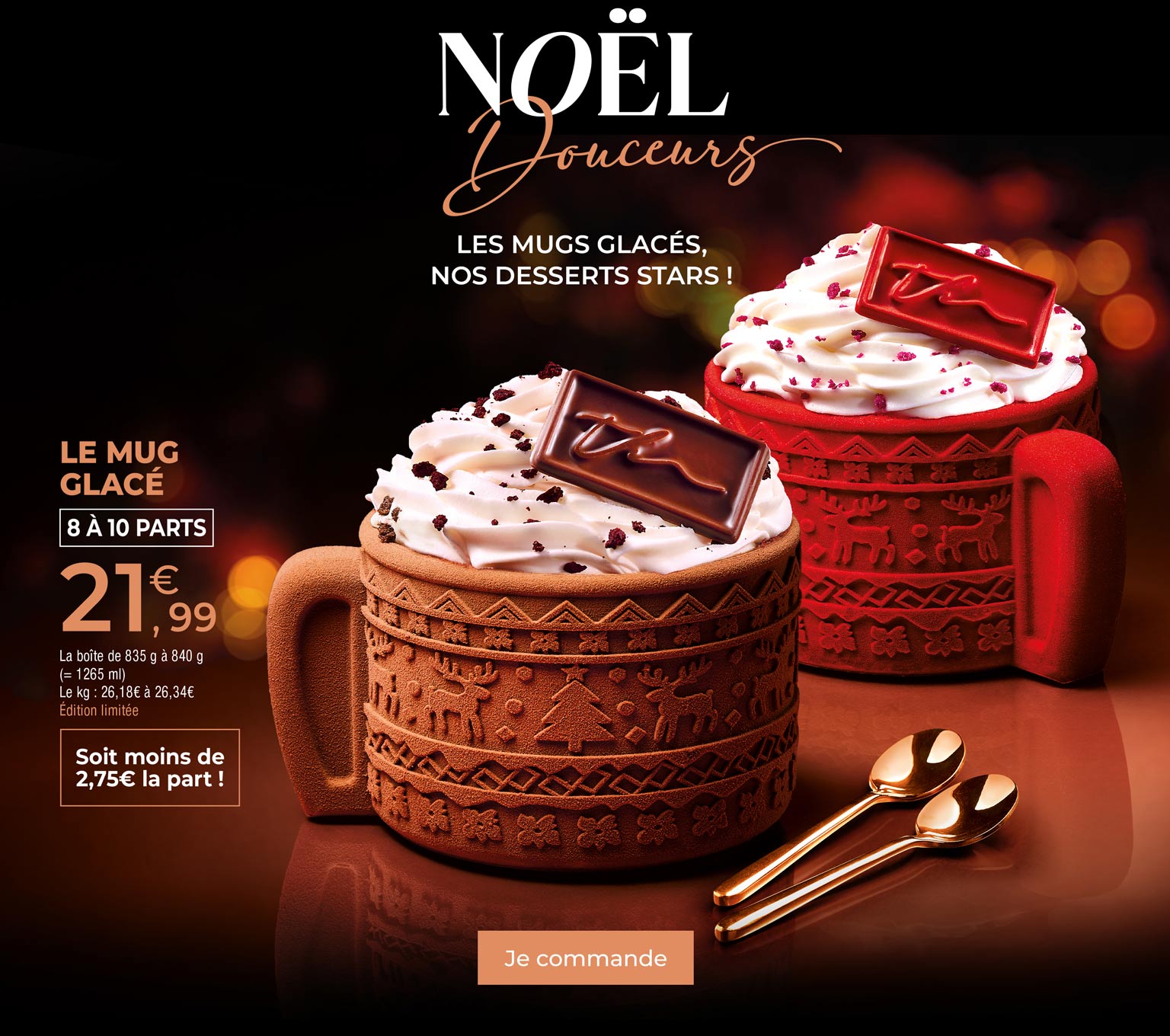 Découvrez les mugs glacés en édition limitée, stars gourmandes de la Maison Thiriet, à partager et à savourer en deux parfums au choix : chocolat, vanille, caramel et framboise, vanille