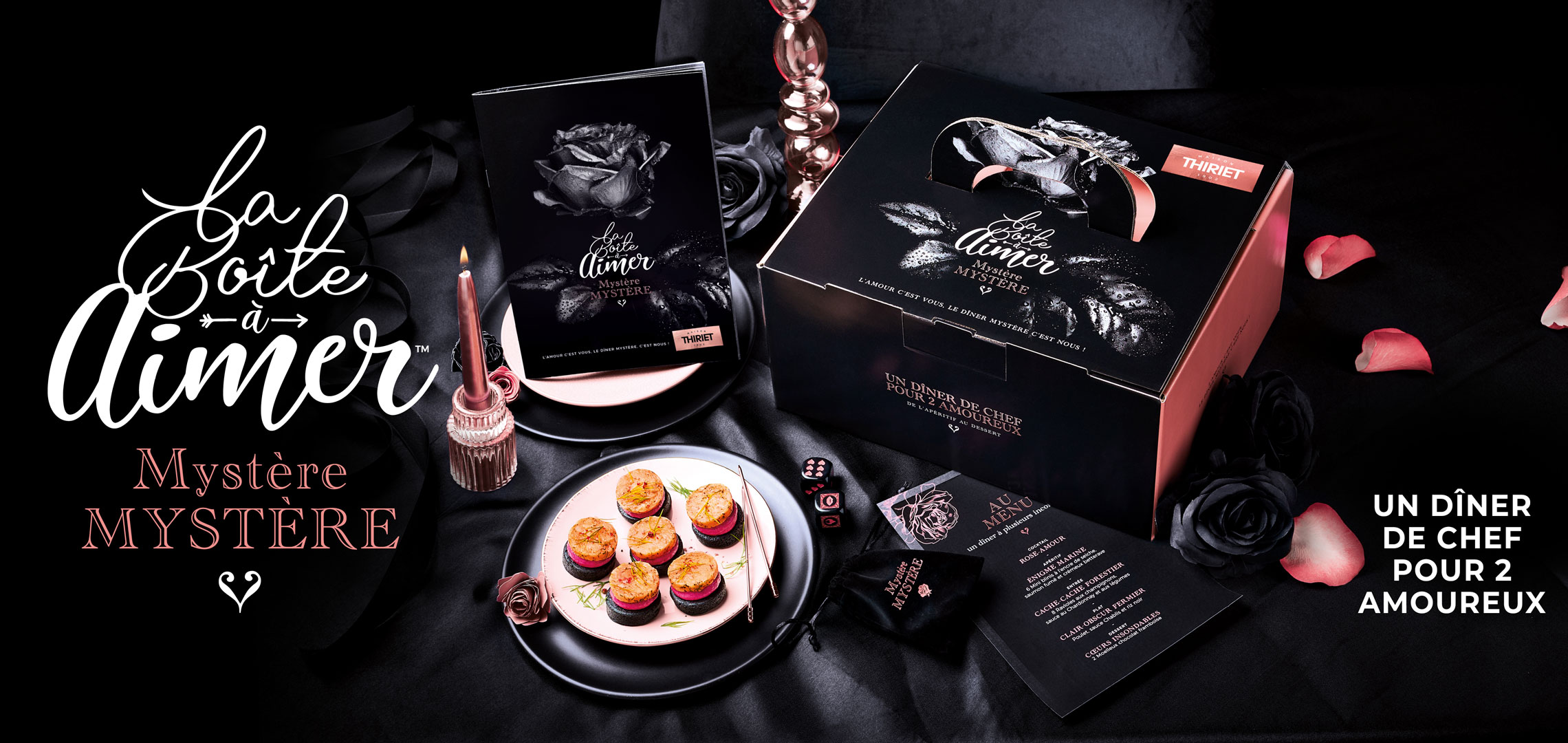 Un menu de chef pour 2 amoureux ! Célébrez la Saint-Valentin avec notre boîte à aimer idéale pour un dîner romantique inoubliable