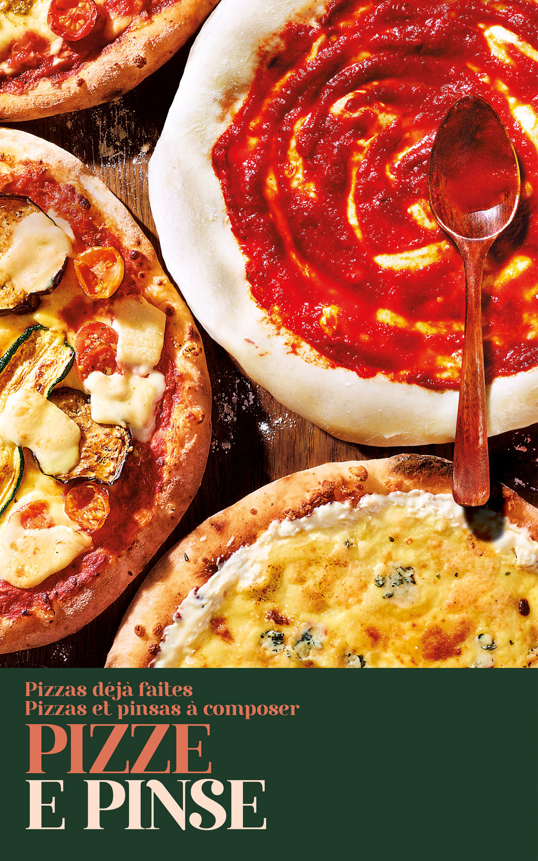 Découvrez la sélection de pizza, à composer ou toute faite, ainsi que notre pinsa à garnir