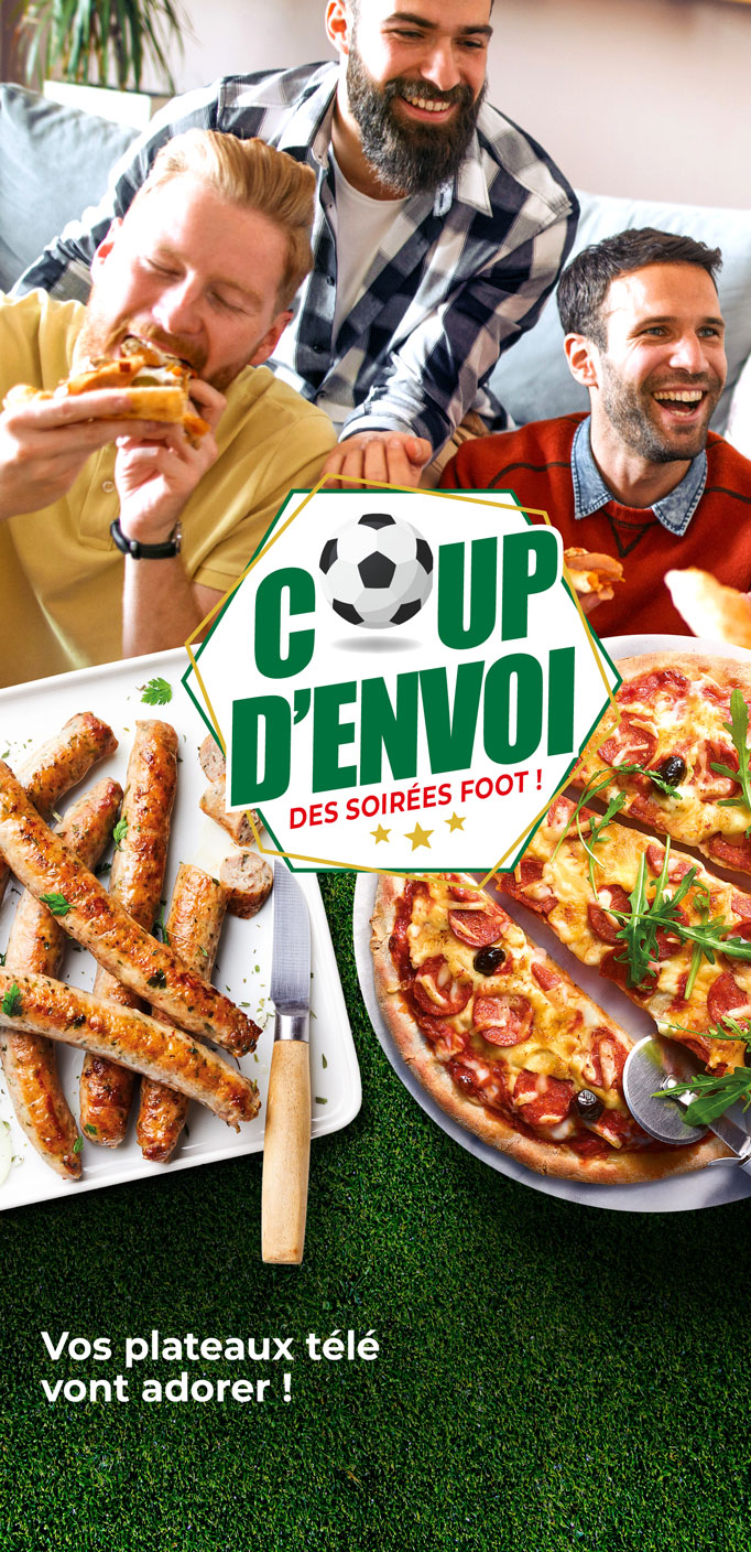 Célébrez chaque match de foot avec notre sélection gourmande à partager : pizzas, frites, mini cheeseburgers, nuggets, tenders et chicken wings, idéale pour vos plateaux télé