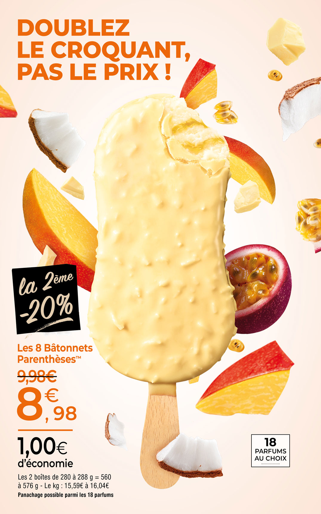 Amateurs de plaisirs glacés, profitez de nos offres du moment et laissez-vous surprendre par les glaces Parenthèses : chocolat blanc, noir, lait… et bien d’autres parfums !