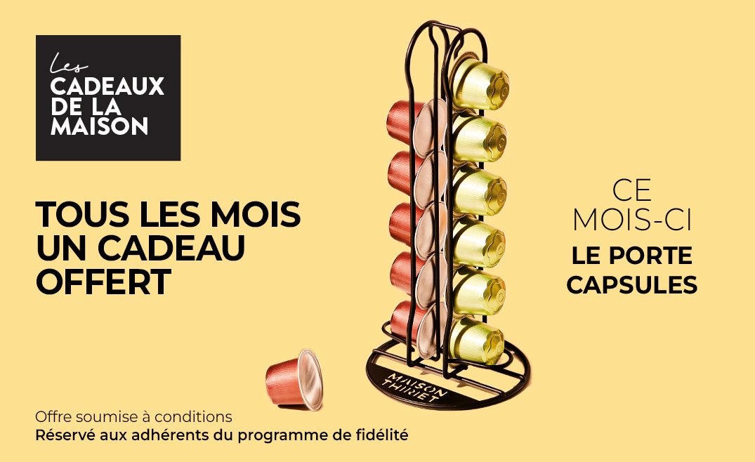 Profitez d'un cadeau de la Maison Thiriet, ce mois-ci un porte-capsules offert dès 45€ d'achat en magasin