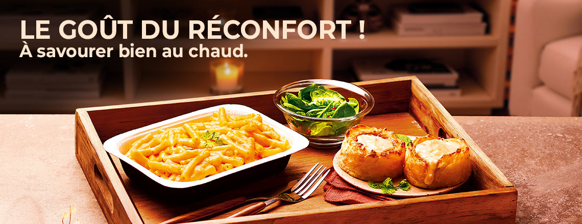 Réchauffez vos soirées d’hiver avec notre sélection de plats réconfortants : mac & cheese, aligot, tartiflette, pizzas au fromage et douceurs gourmandes