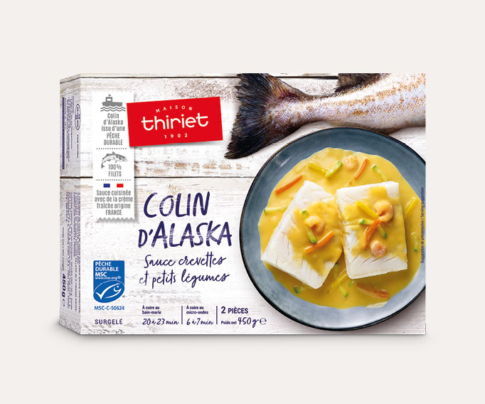 Colin d'Alaska sauce crevettes et petits légumes