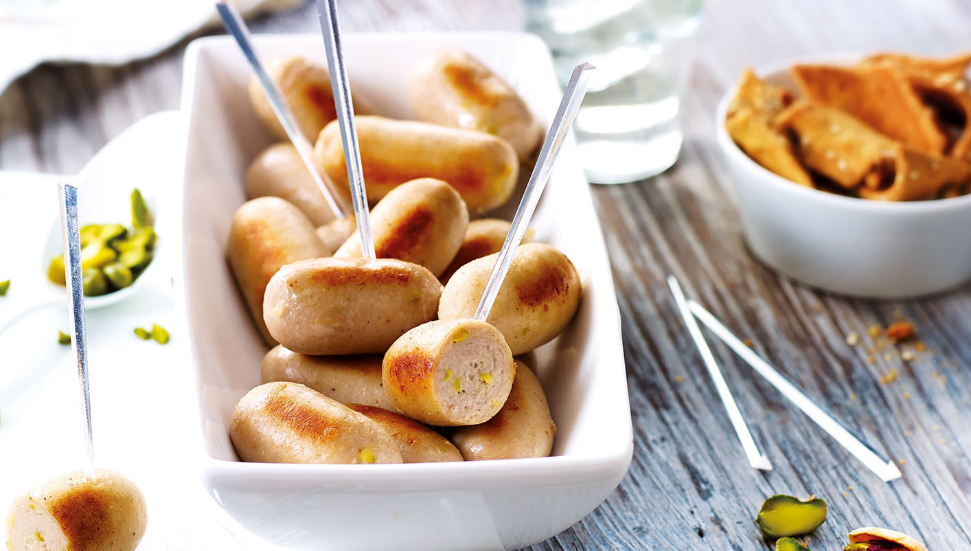 16 Mini boudins blancs aux éclats de pistache