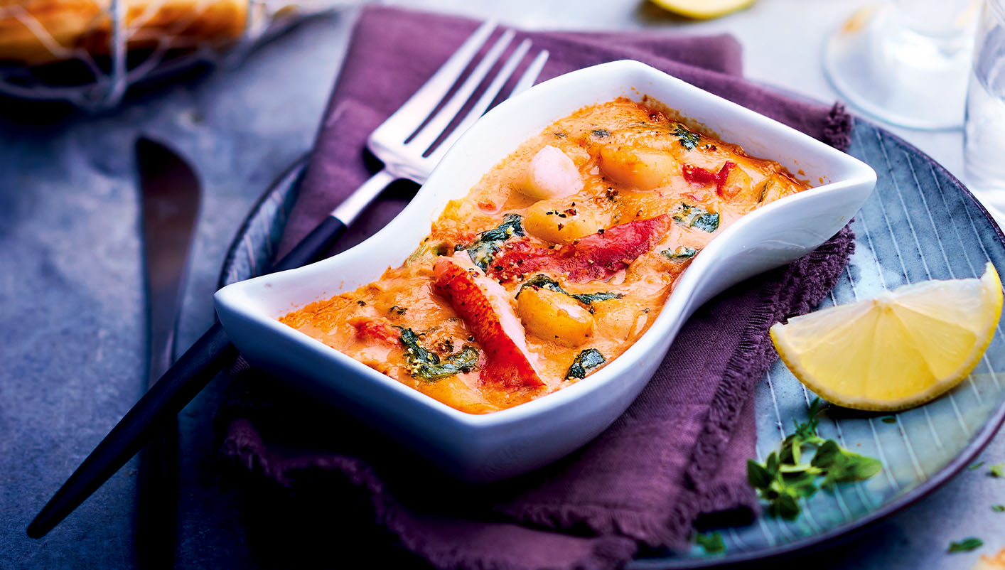 2 Gratins de homard et St-Jacques* sauce homardine