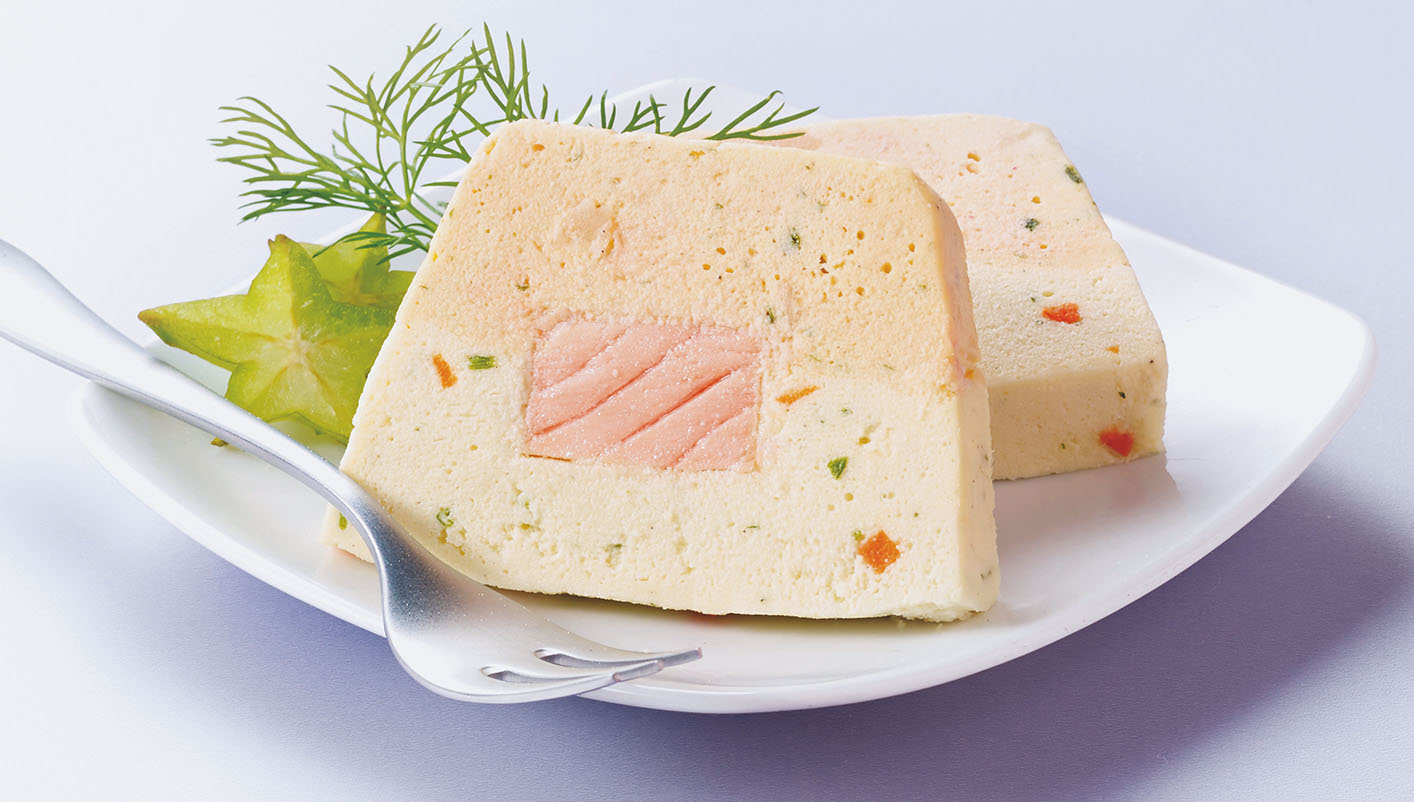4 Tranches de terrine au saumon surgelé, gamme Feuilletés, crêpes