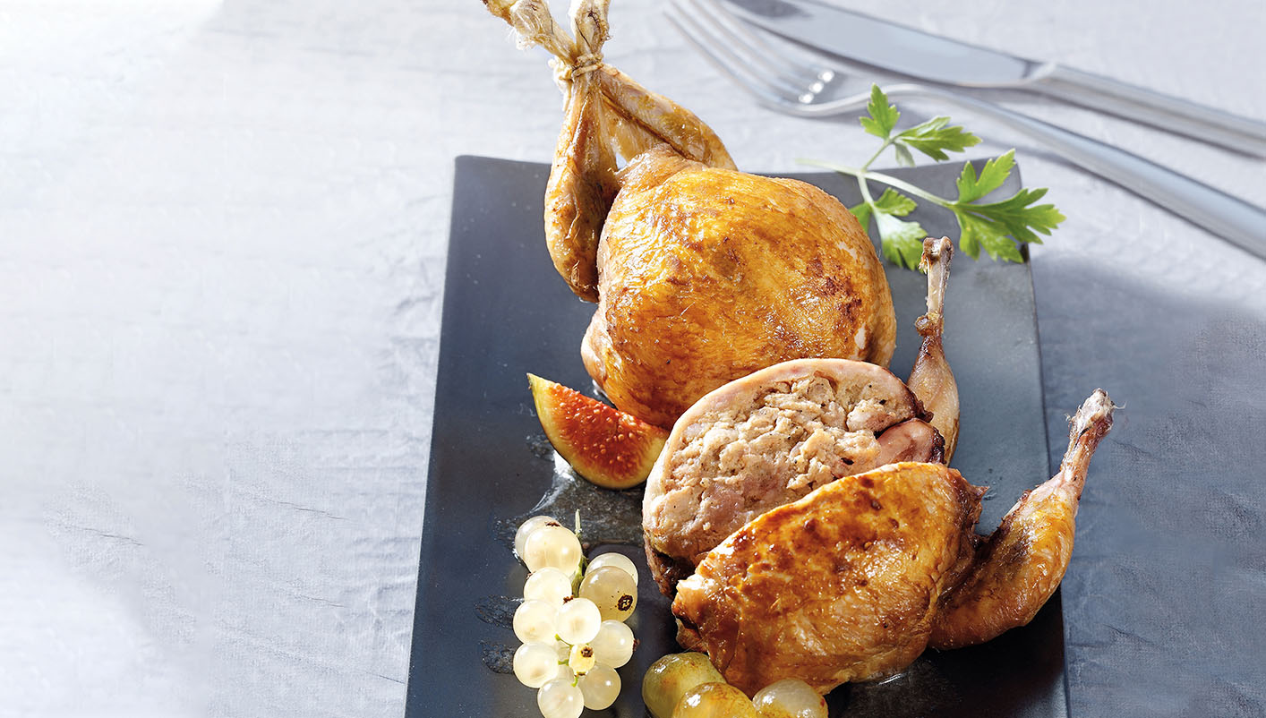 2 Cailles farcies, farce au foie gras canard