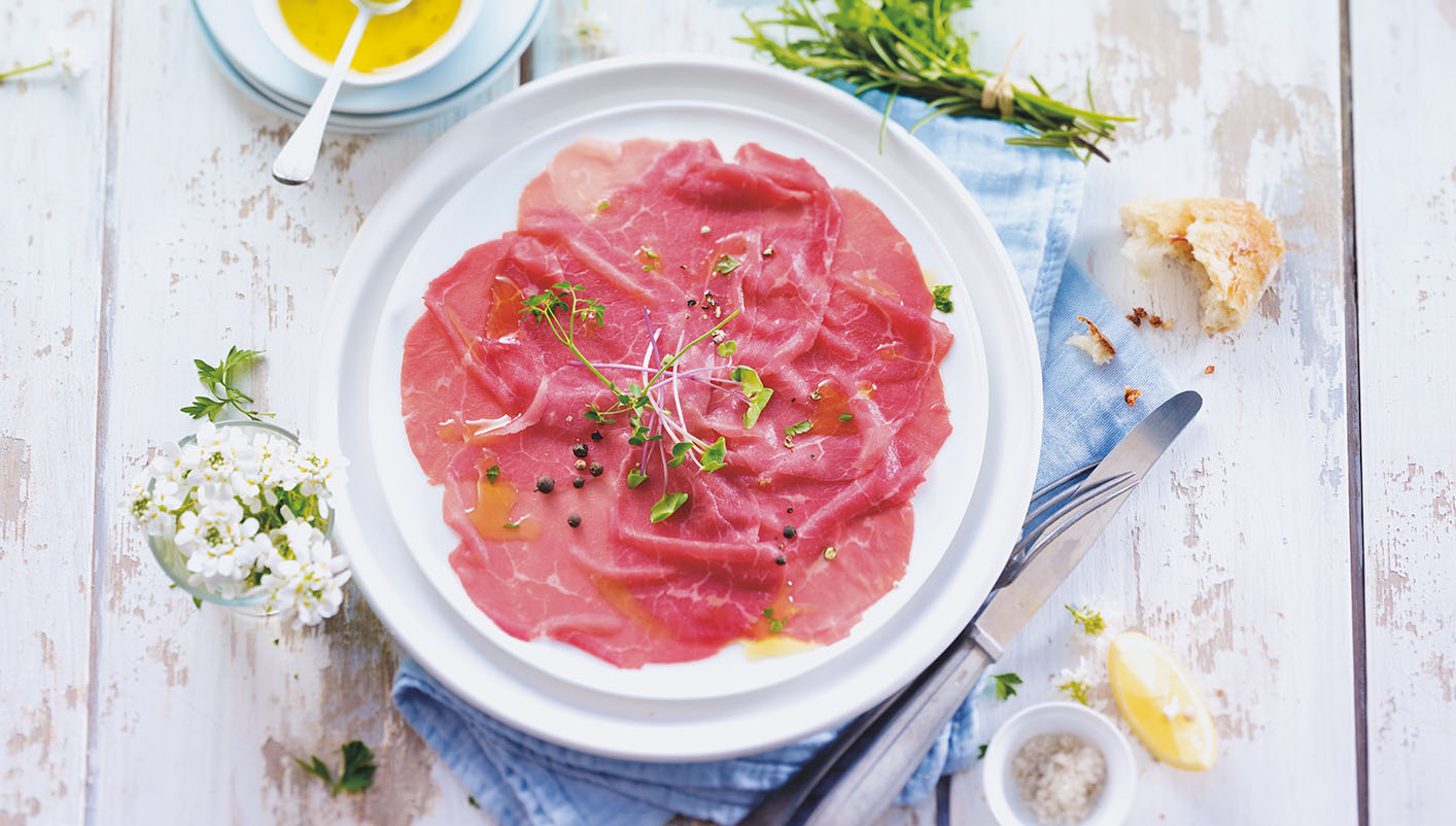 2 Carpaccio de boeuf marinés et vinaigrette