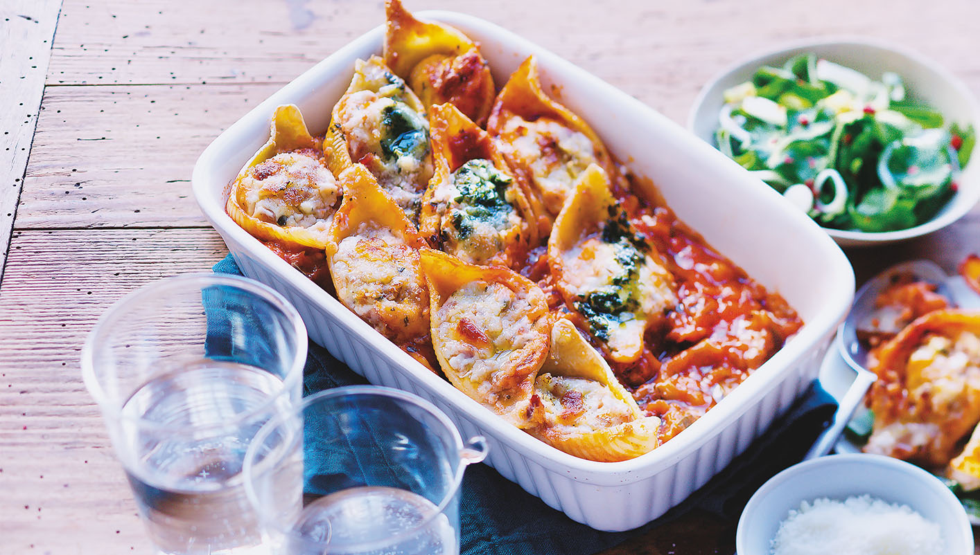 Conchiglioni farcis ricotta et jambon fumé