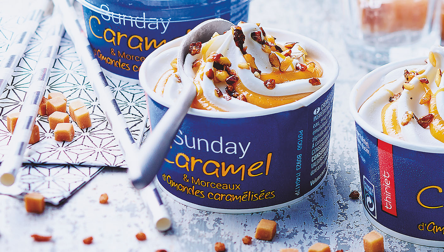 4 Sunday caramel et morceaux d'amandes caramélisées