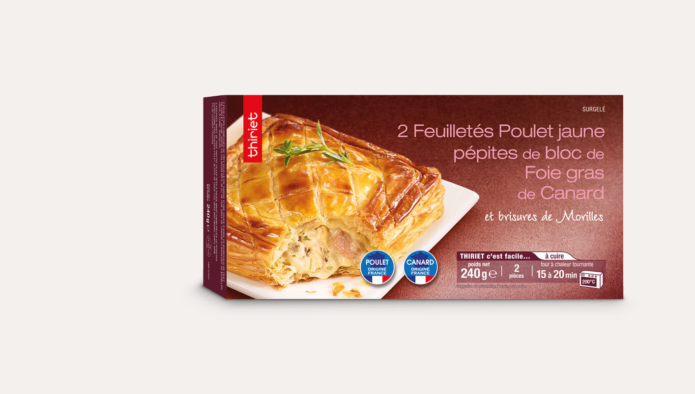2 Feuilletés poulet jaune, pépites de bloc de foie gras