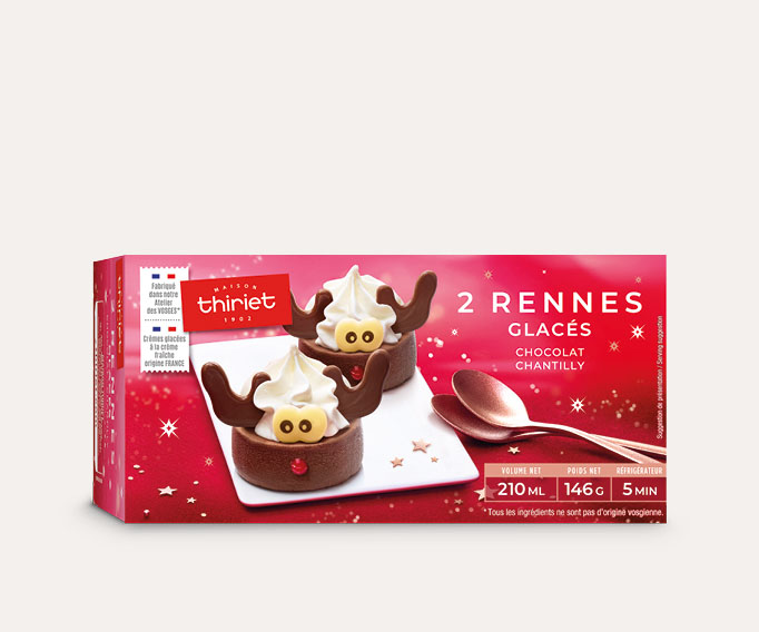 2 Rennes glacés chocolat/vanille