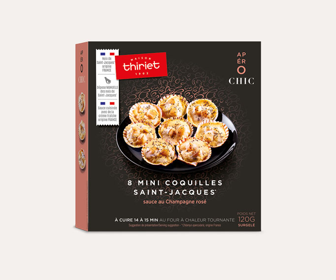 8 Mini coquilles Saint-Jacques*, sauce au Champagne rosé