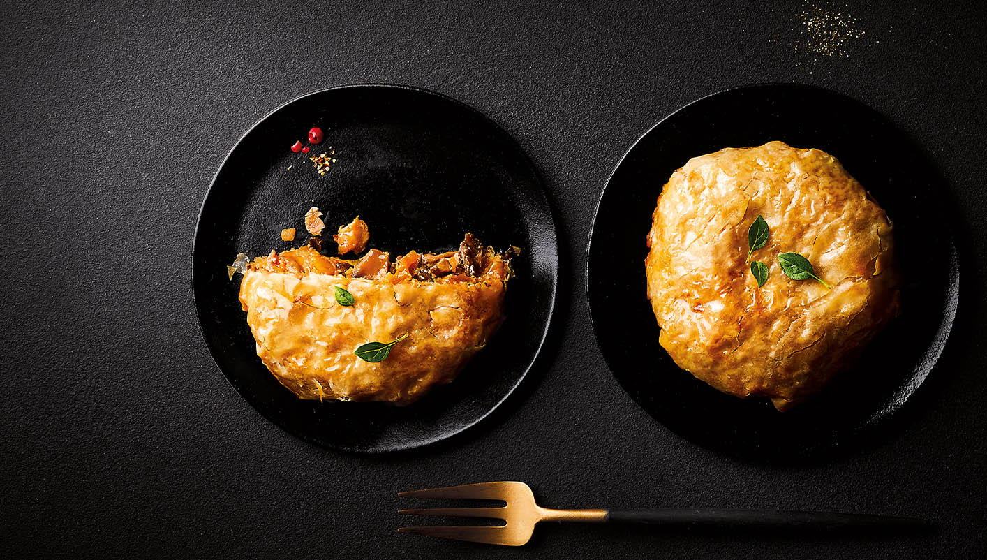 2 Pastillas à la pintade et au bloc de foie gras de canard