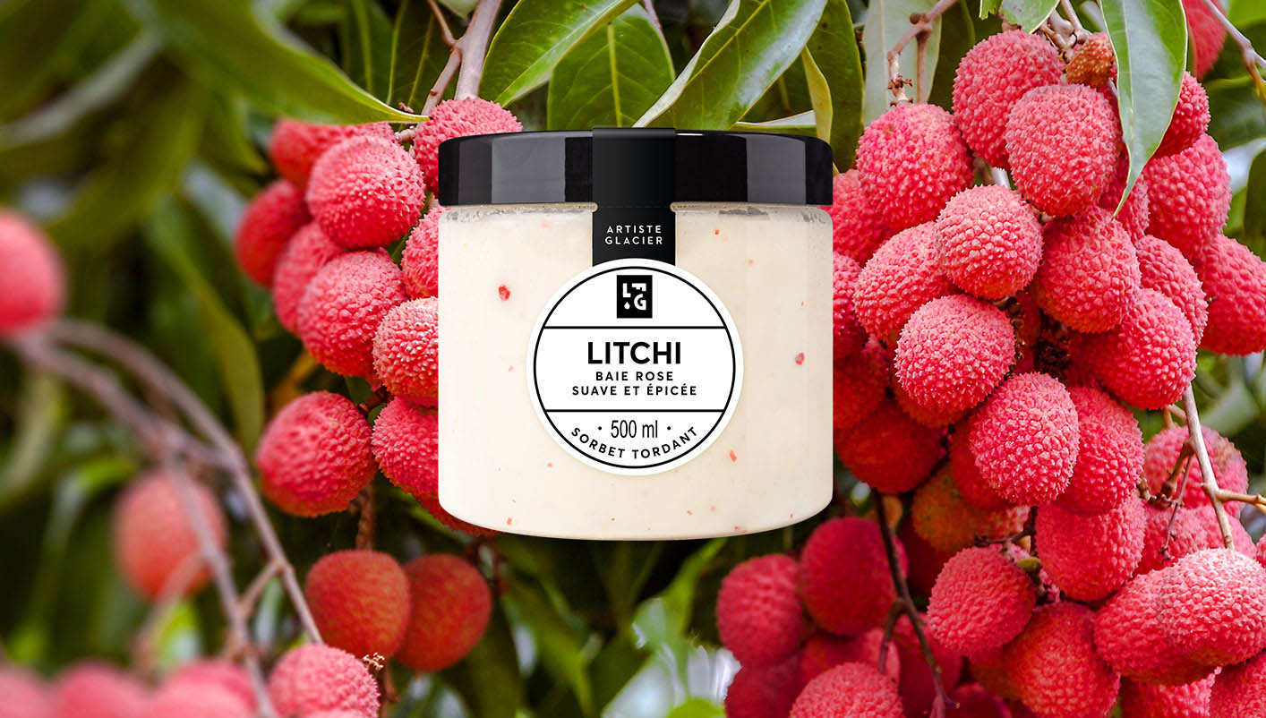 Sorbet Plein Fruit litchi baie rose suave et épicée