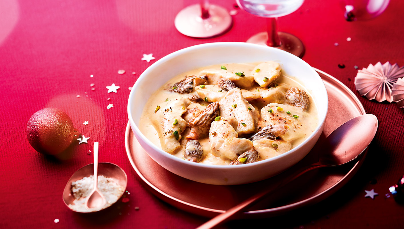 Poulet jaune sauce au Chablis et morilles