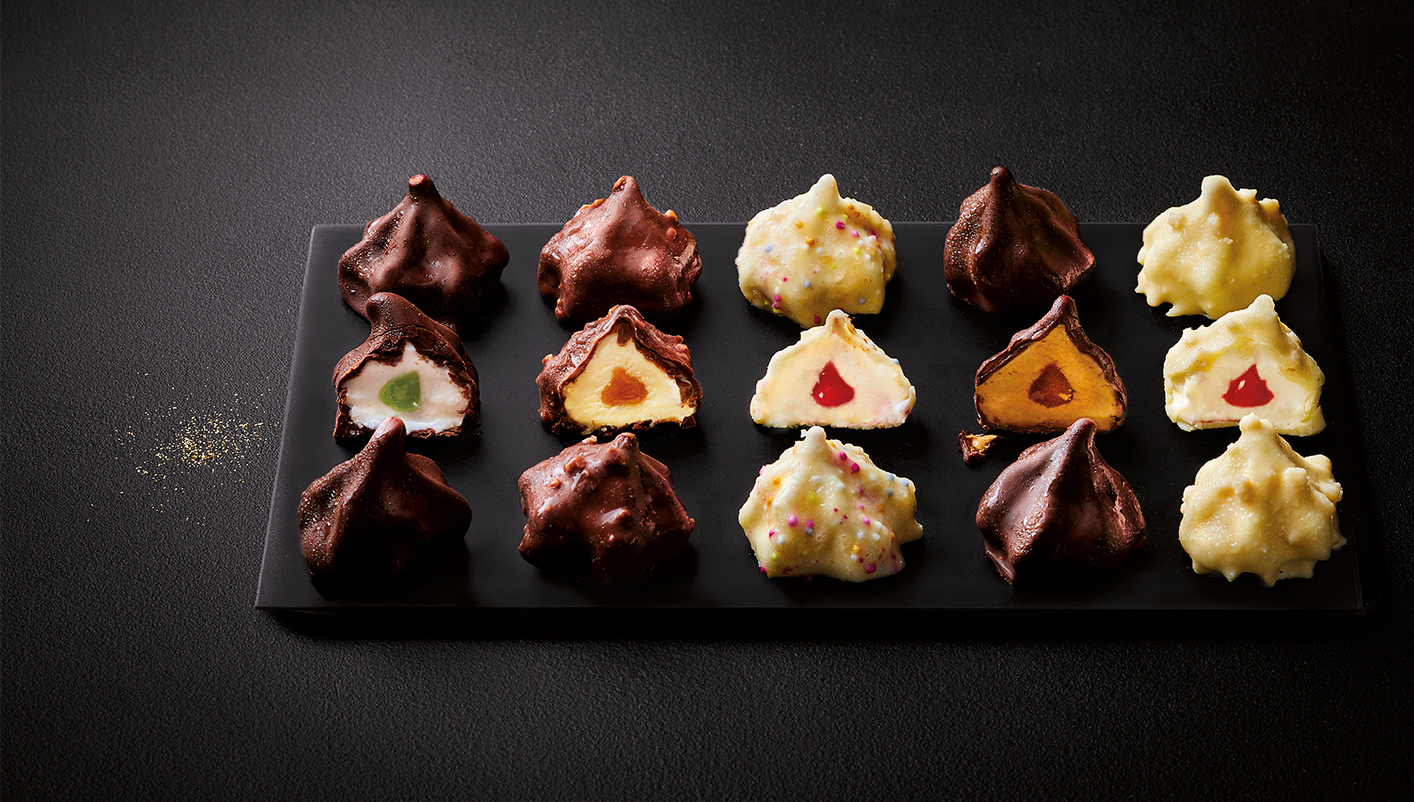 12 Rochers glacés chocolat blanc/framboise