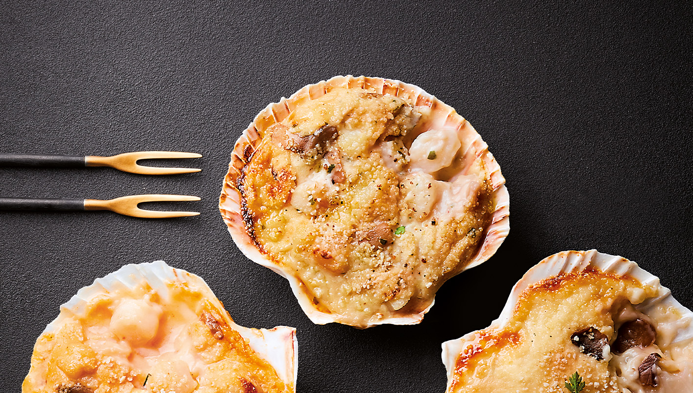 6 Coquilles St-Jacques* sauce Bretonne
