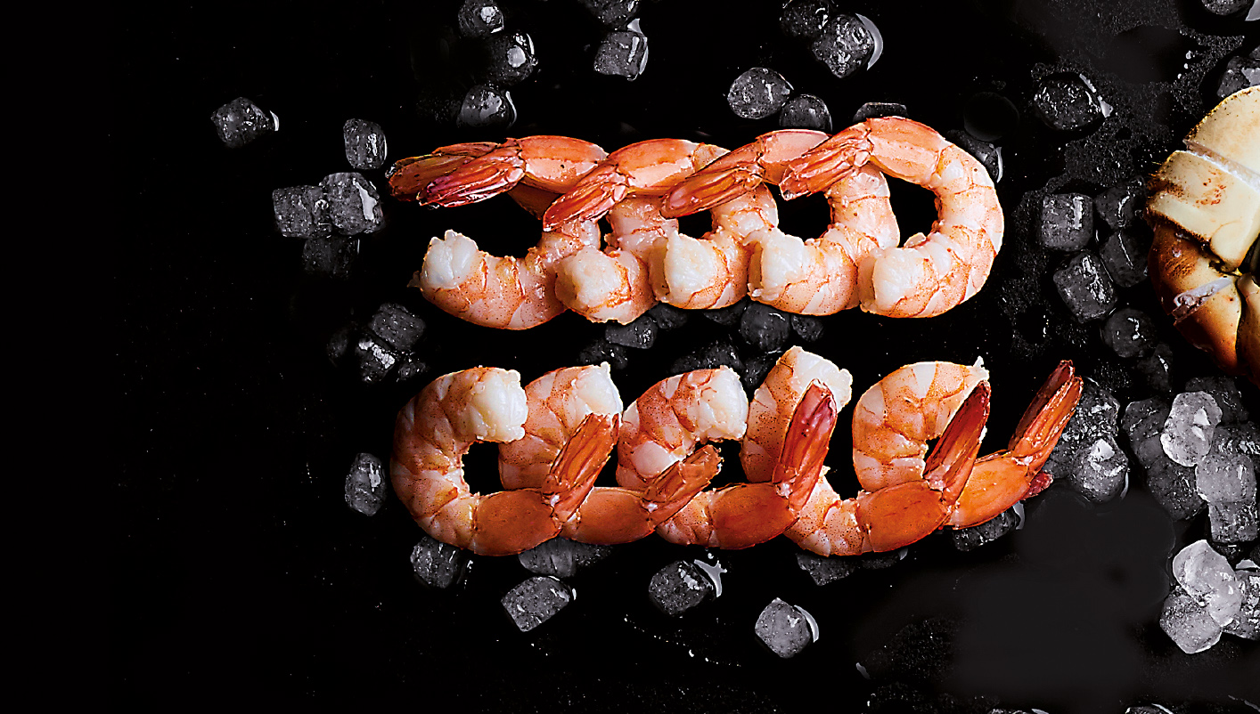 Queues de crevettes 'cocktail' décortiquées cuites