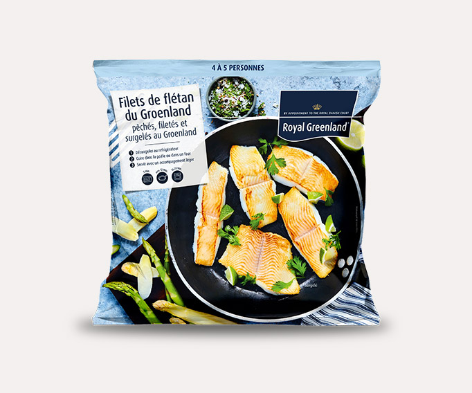 Filets de flétan du Groënland coupés en portions