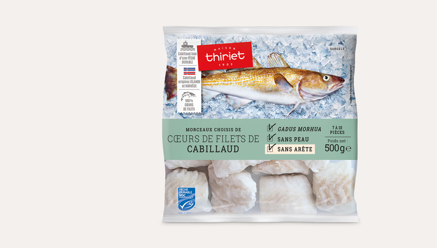 Morceaux choisis de coeurs de filets de cabillaud