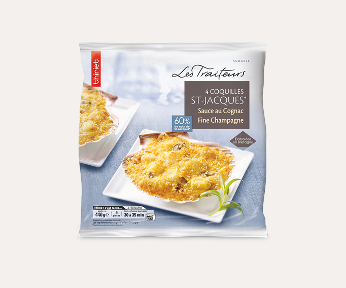 4 Coquilles St-Jacques* sauce Cognac F. Champagne