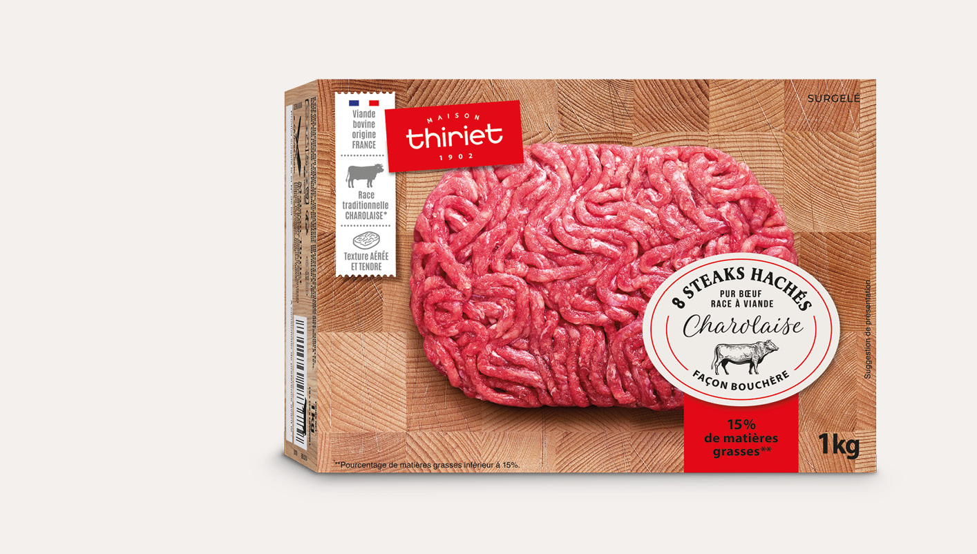 8 Steaks hachés pur boeuf 15% MG race Charolaise