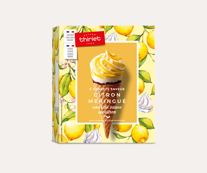 6 Cornets Saveur Citron Meringué Coeur de sauce au citron