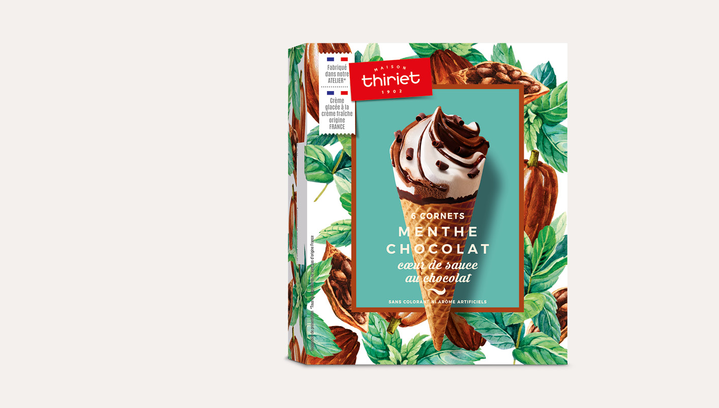 6 Cornets Menthe Chocolat Cœur de sauce au chocolat