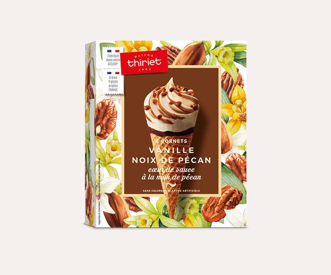 6 Cornets Vanille Noix de Pécan Coeur de sauce noix de pécan