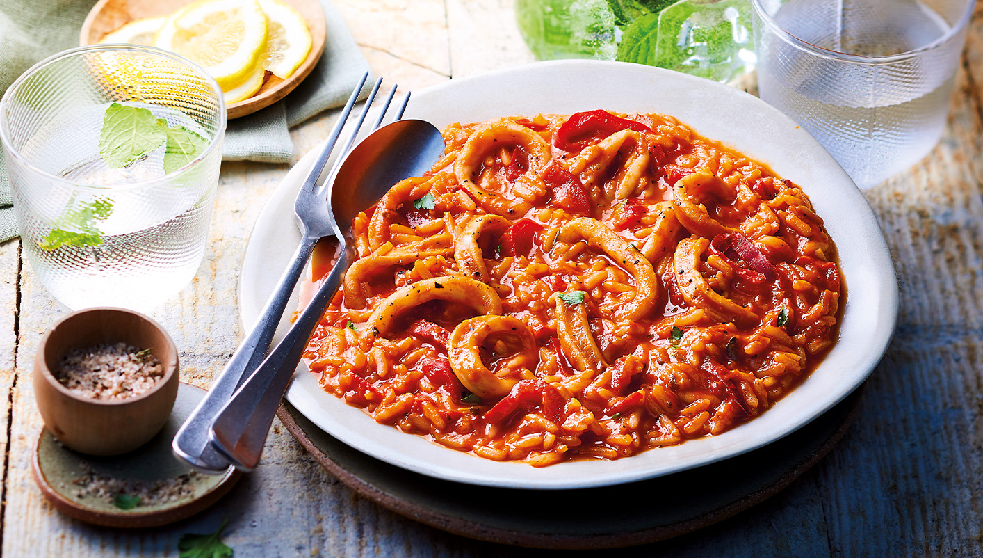Poêlée de calmars et riz à la provençale