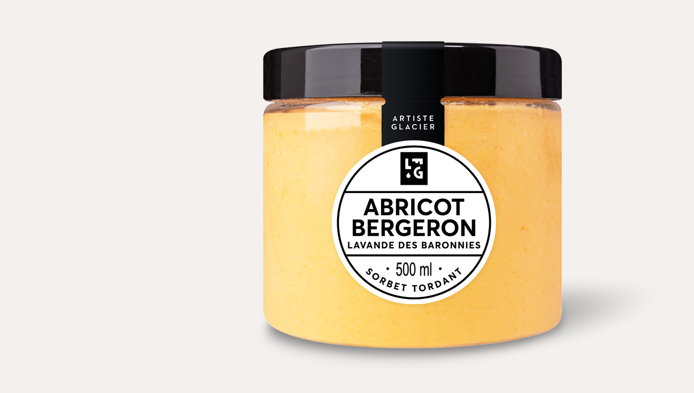 Sorbet plein fruit artisanal abricot Bergeron et lavande