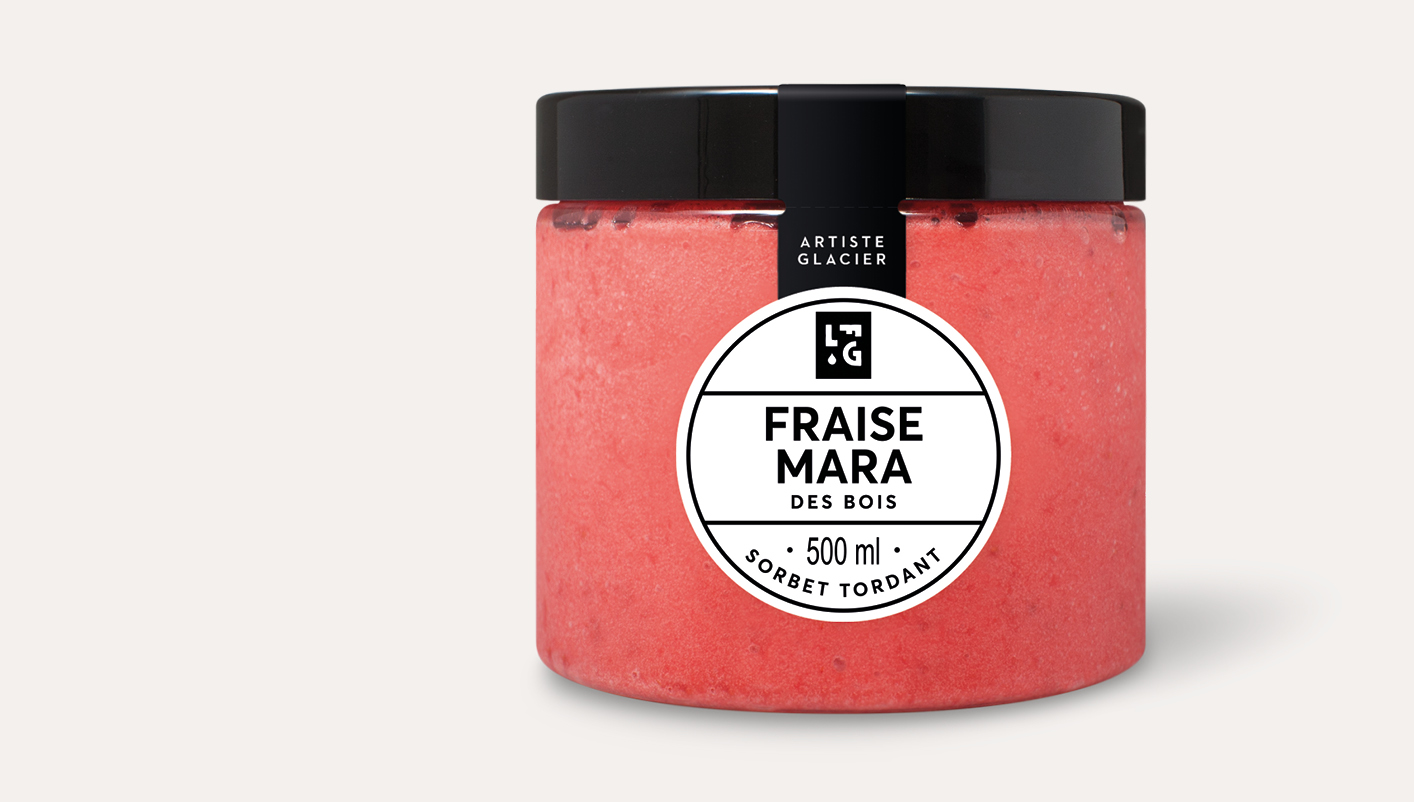 Sorbet plein fruit artisanal fraise Mara des bois